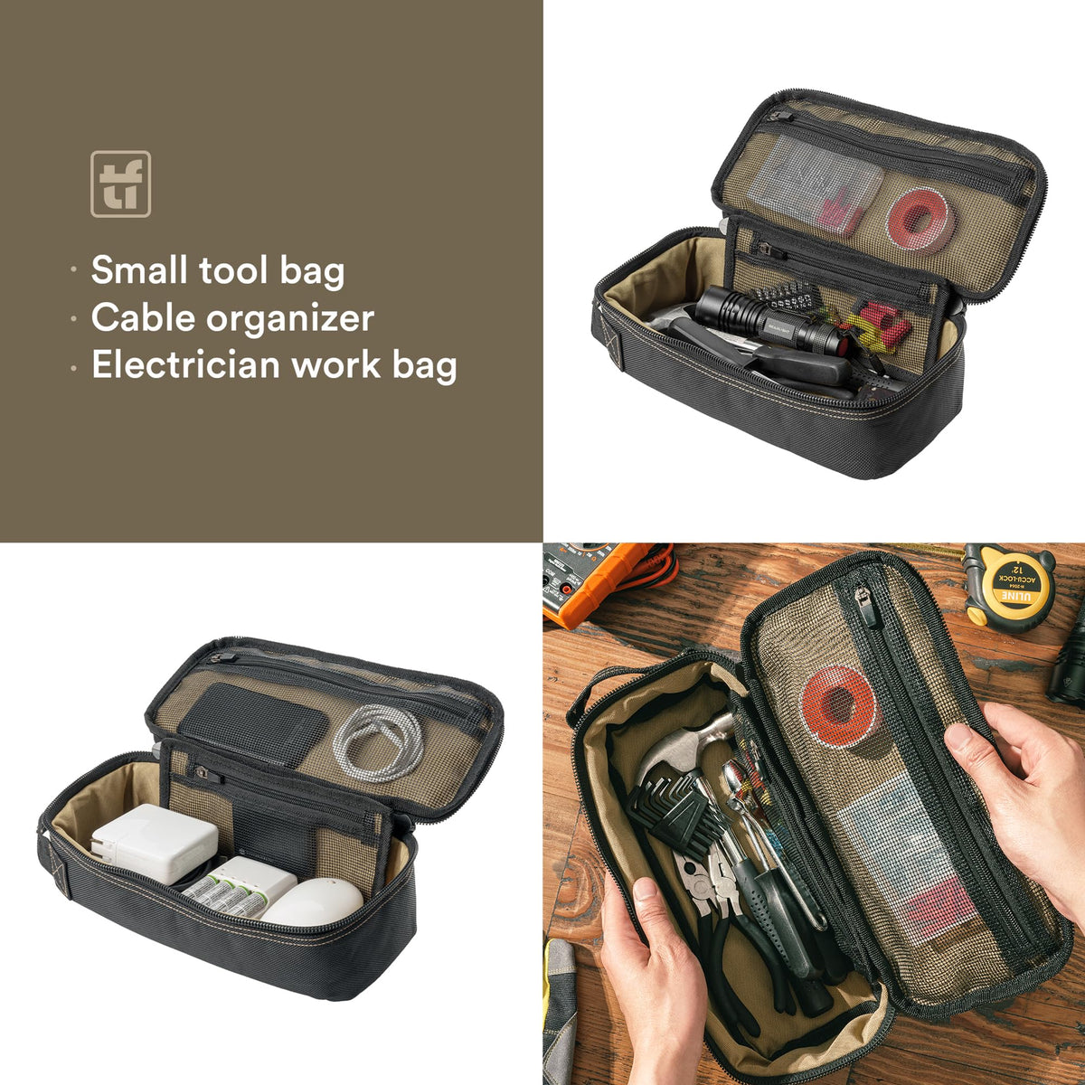 Tufformation Heavy Duty Small Tool Bag Pouch, Utility Organizer Case