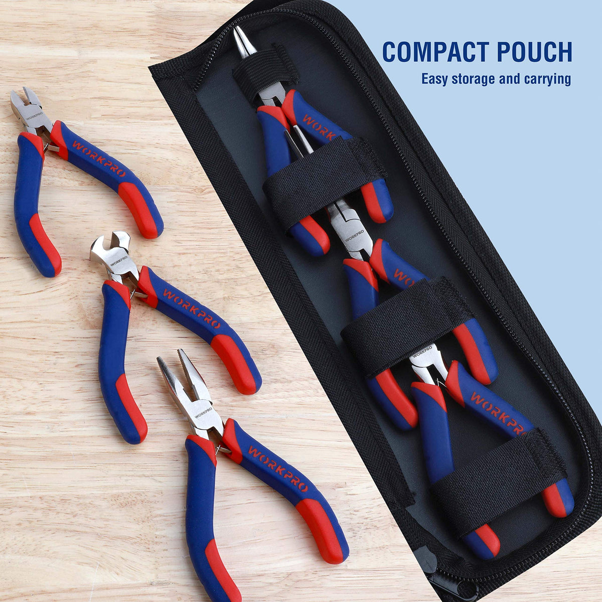 WORKPRO 6-piece Mini Pliers Set with Pouch, Small Pliers Tool Kit