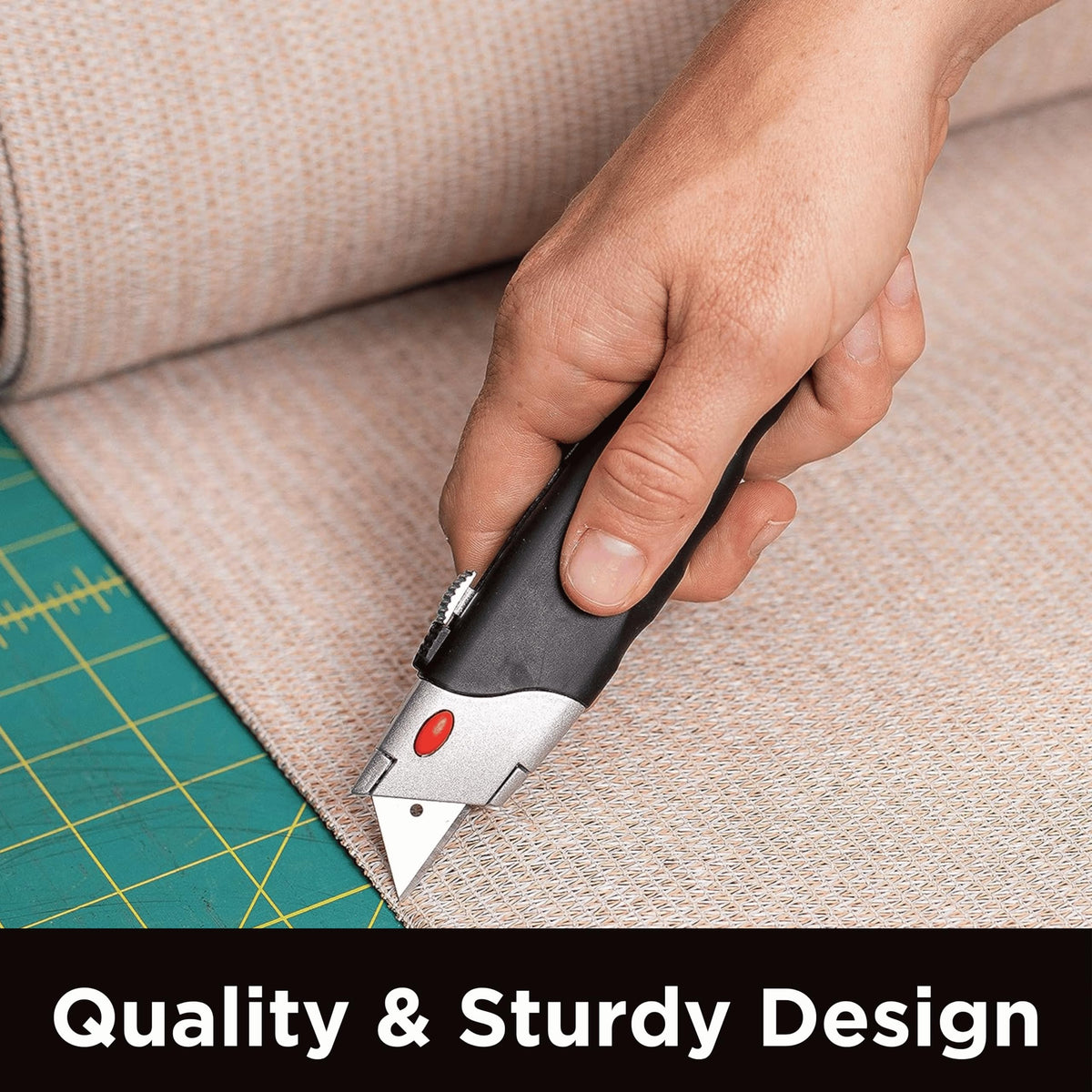 INTERNET'S BEST Premium Utility Knife Set, Retractable Box Cutter with Rubber Handle, Heavy-Duty Cutting for Cardboard, Carpet, Plastic, Retractable Blade, Includes 2 Razor Knives & Extra Blades