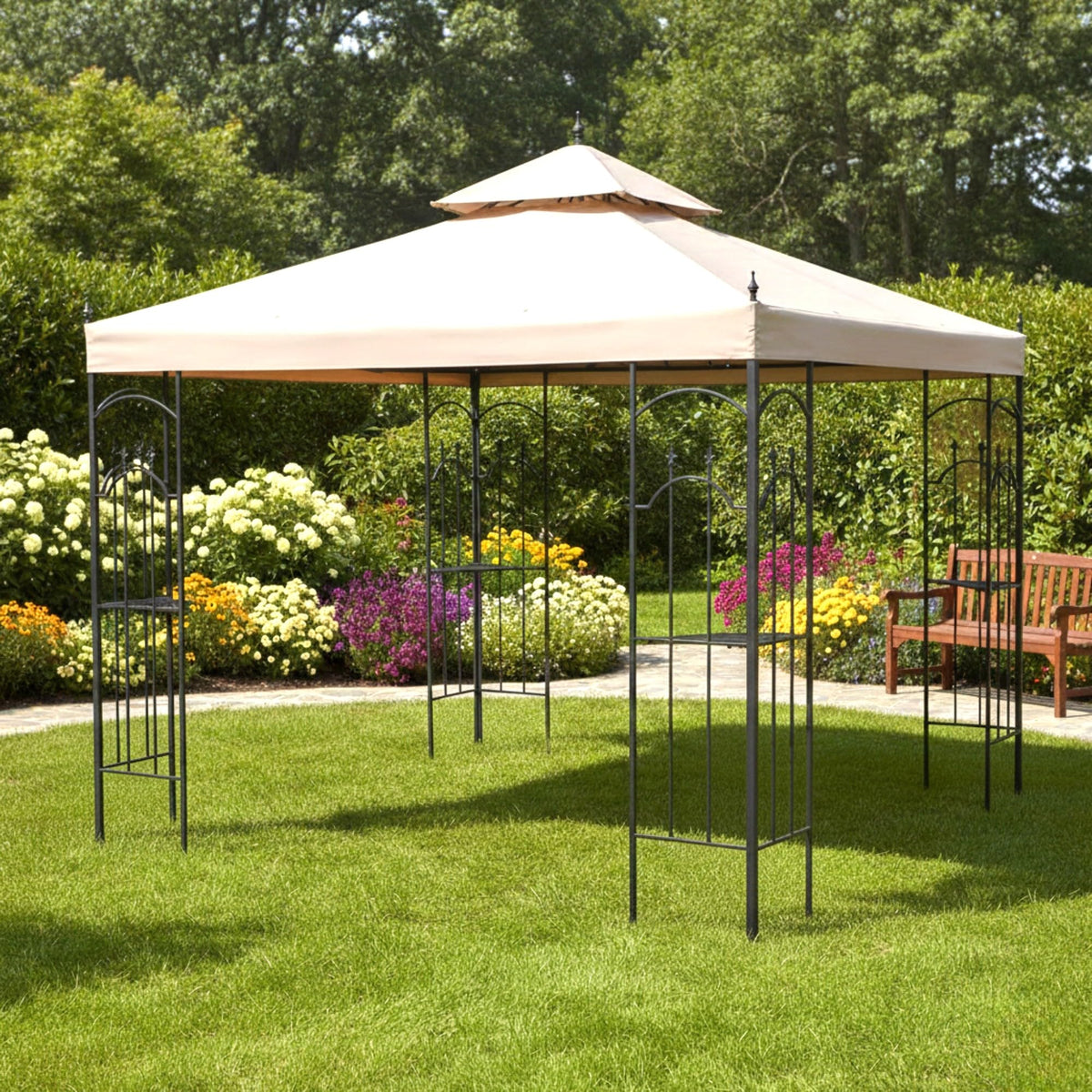 Garden Winds Durable 350 Replacement Canopy Top Compatible with Arrow 10' x 10' Gazebo Models 61821, HD-61821, 618221, 618221-C, GGHL00019