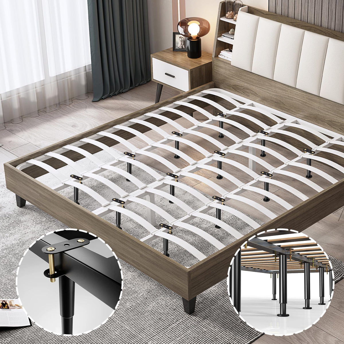 Adjustable Height Bed Support Legs 13.8-23.6 inch, Bed Frame Center Support Legs for Bed Frame/Bed Center Slat/Furniture, Heavy Duty Metal Bed Replacement Legs Bed Slats Support Legs, Upgraded Version