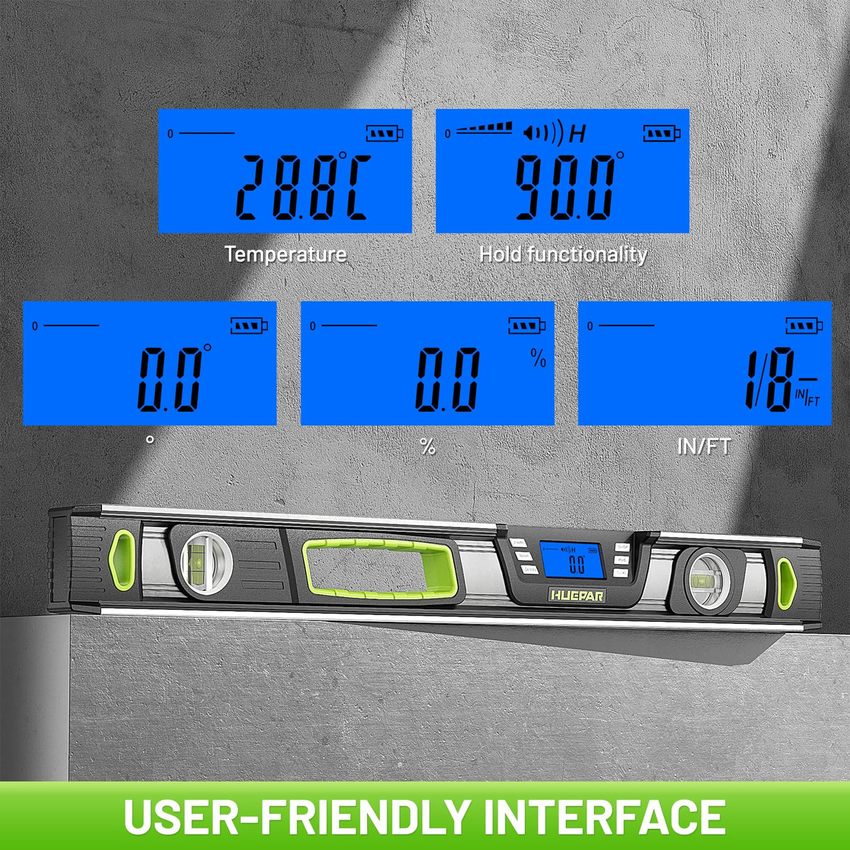Huepar Professional Digital Magnetic Torpedo Level, 24-Inch, Aluminum Alloy