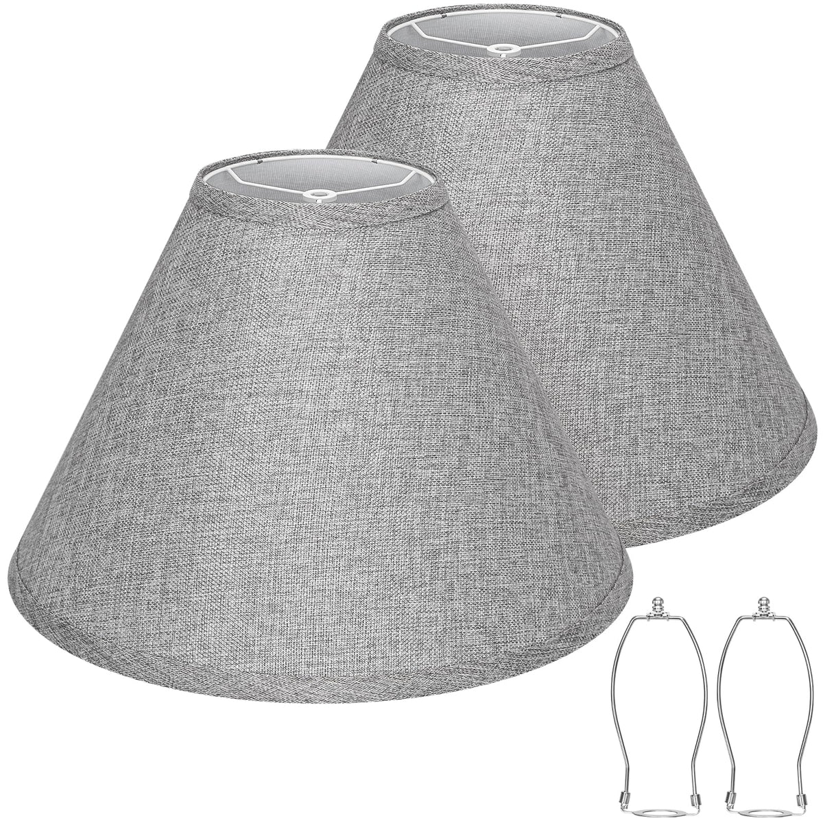 Empire Lamp Shades Set of 2, 6" Top x 16" Bottom x 10.8" High, Large Beige Lamp Shades for Table Lamps Floor Lamps, Natural Linen Lampshades Replacement, Spider, Harp Holders Included, Easy Assembly
