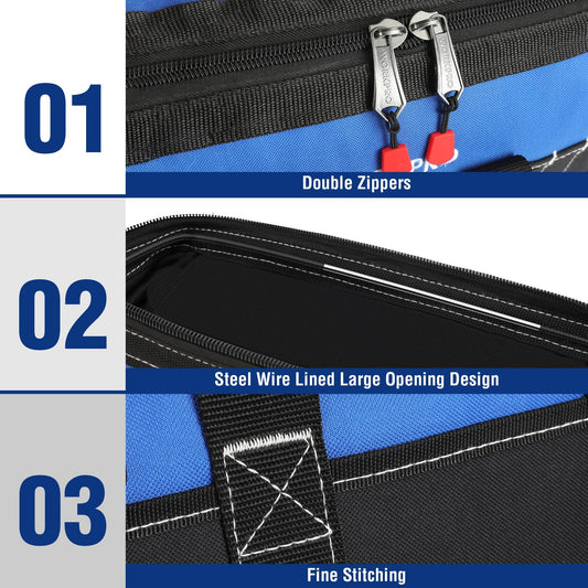 WORKPRO 16-inch Wide Mouth Tool Bag with Water-Proof Molded Base