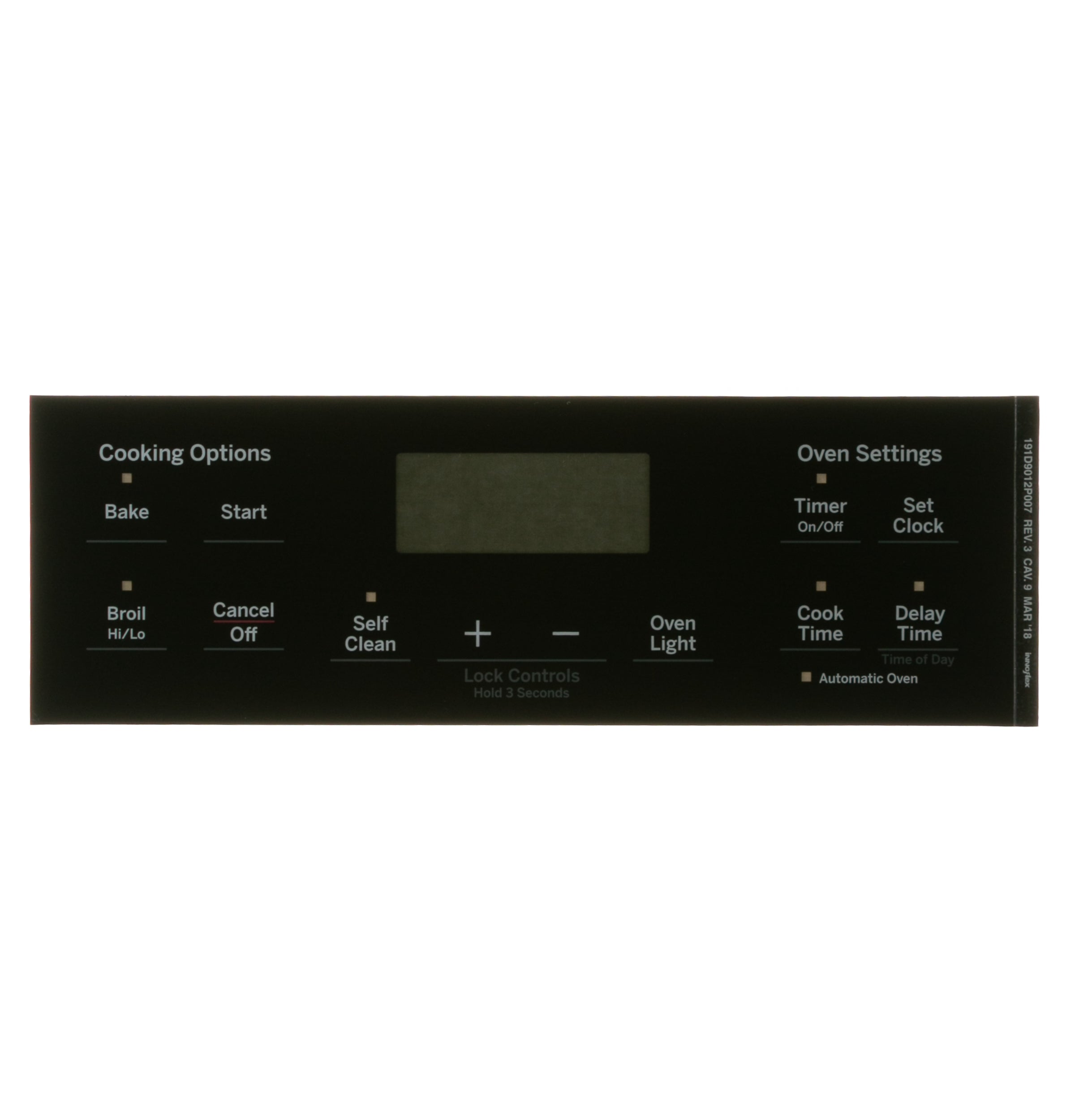 GE Range Oven Control Overlay WB07X26647