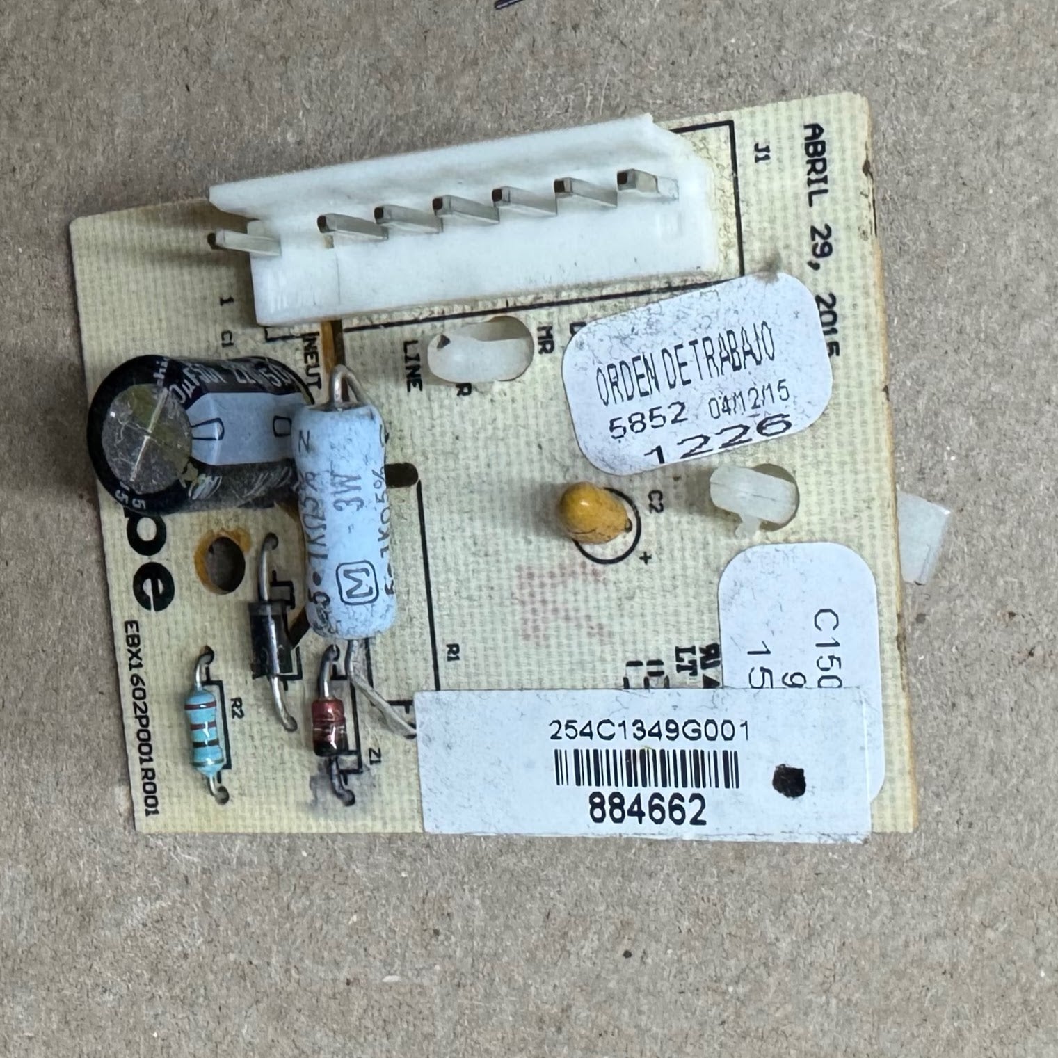 GE Dryer Electronic Control Board WE04X25137 254C1349G001