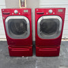 LG Washer and Dryer Front Load with Pedestal Set - Red