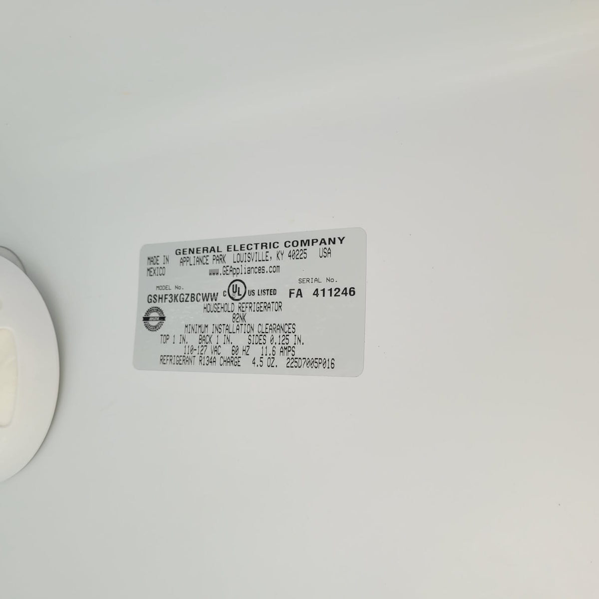GE Side by Side Refrigerator