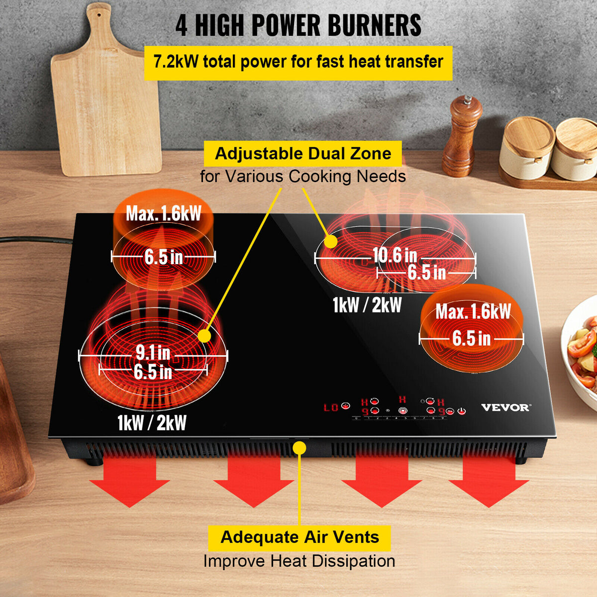 VEVOR Electric Cooktop Glass Stove