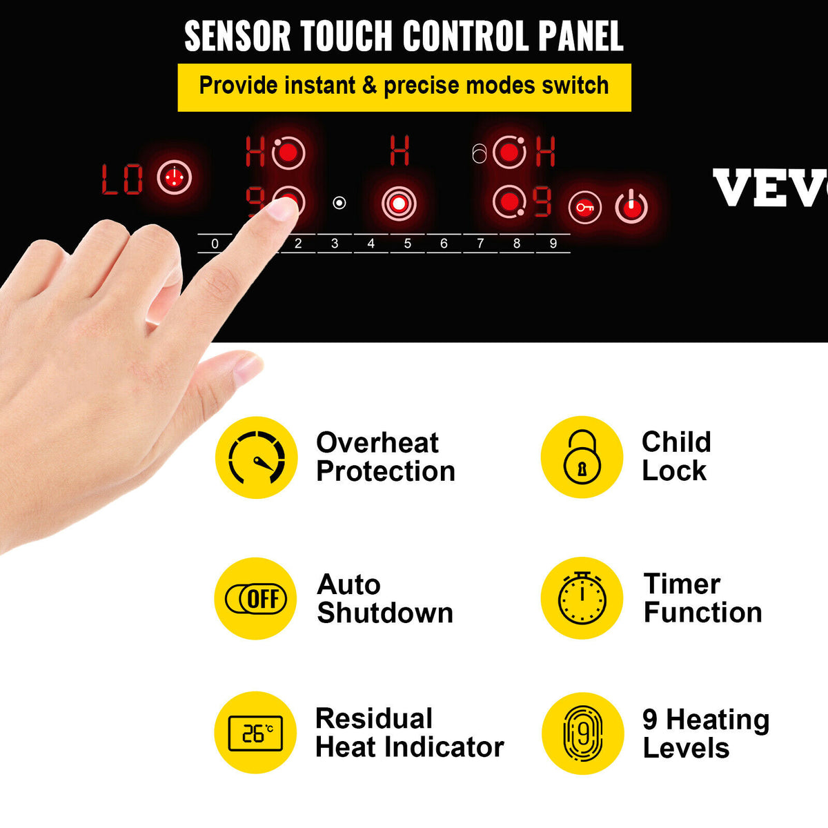 VEVOR Electric Cooktop Glass Stove