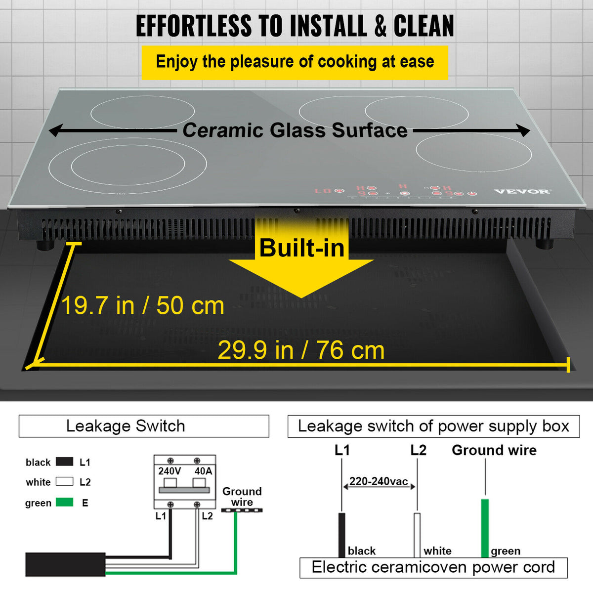 VEVOR Electric Cooktop Glass Stove