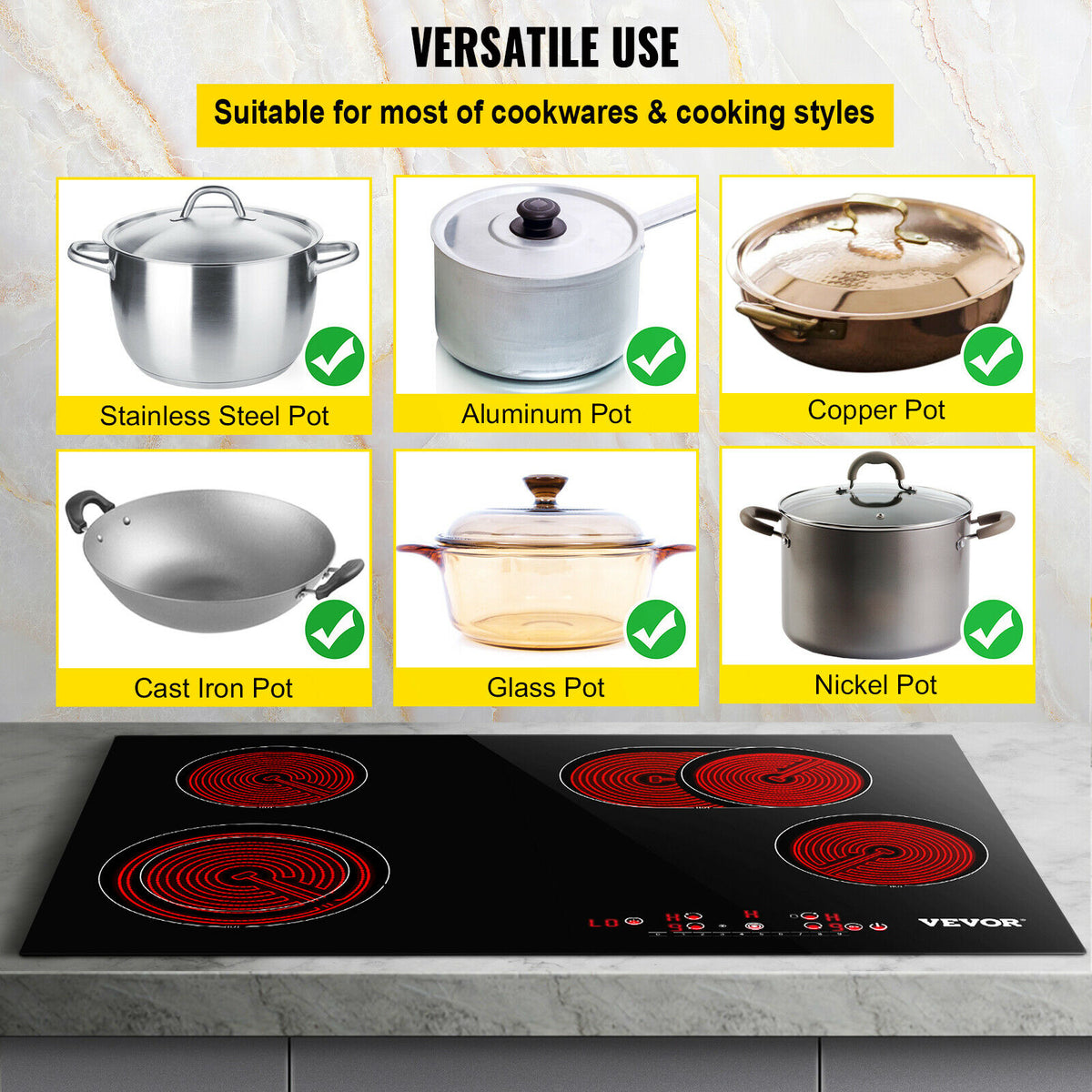 VEVOR Electric Cooktop Glass Stove